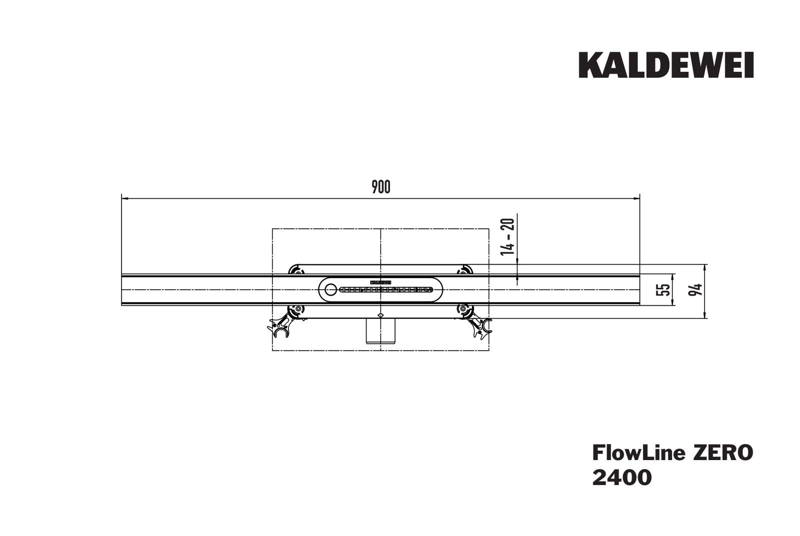 Kaldewei Duschrinne Flowline 2400 Edelstahl gebürstet, 900mm