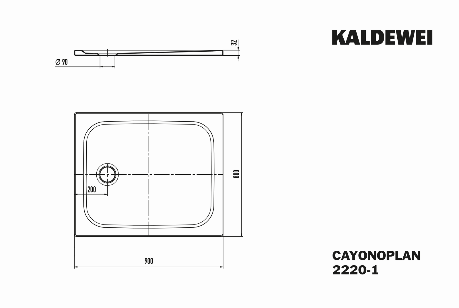 KA DW CAYONOPLAN Mod.2220-1,800x900mm, alpinweiß