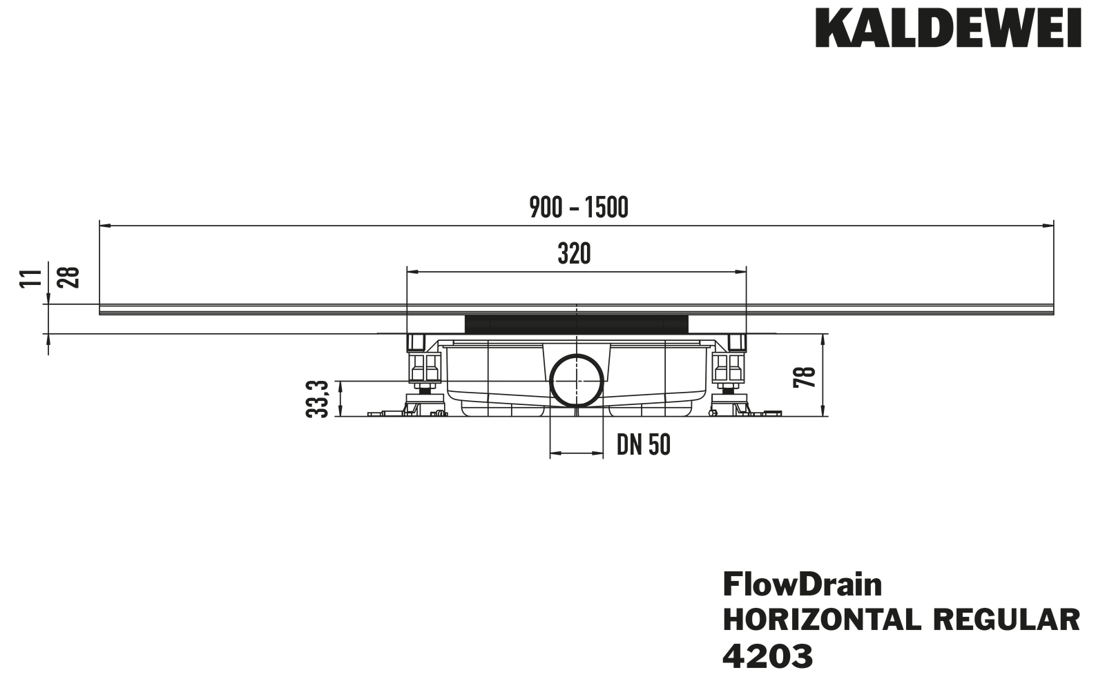 Kaldewei Ablaufgarnitur FlowDrain Mod 4203 horizontal, regular