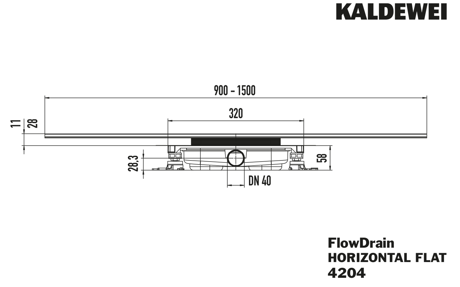 Kaldewei Ablaufgarnitur FlowDrain Mod 4204 horizontal, flat