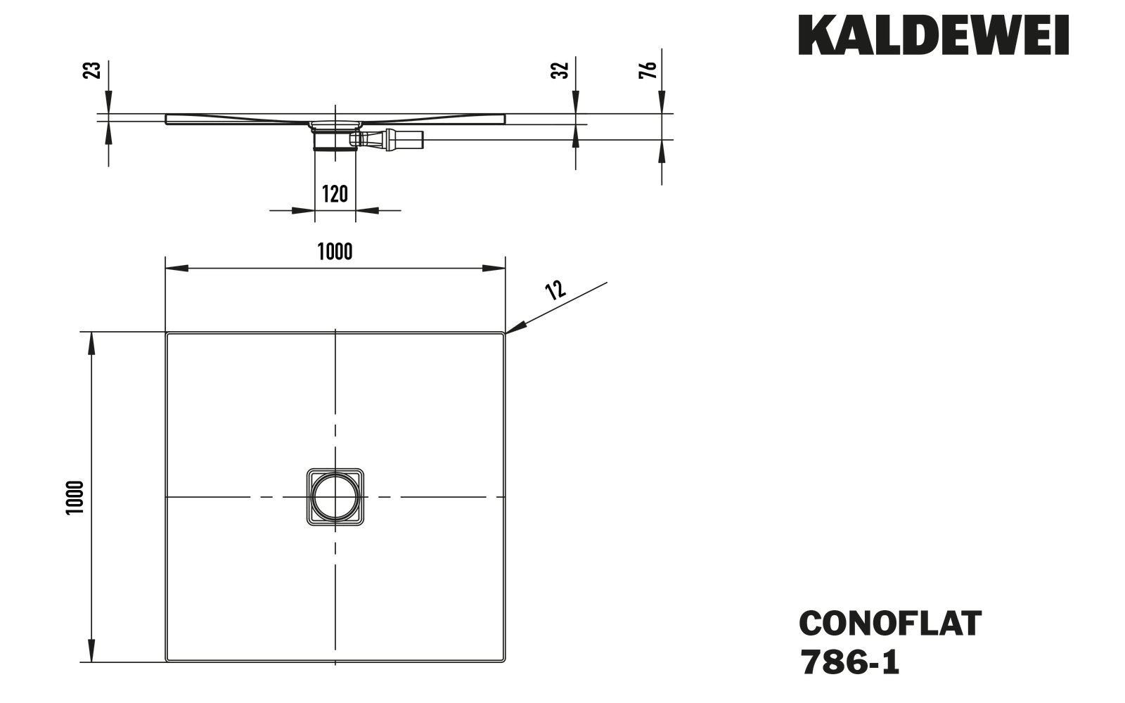 Kaldewei Duschfläche CONOFLAT 786-1 100x100cm, Perl-Effekt, alpinweiß matt