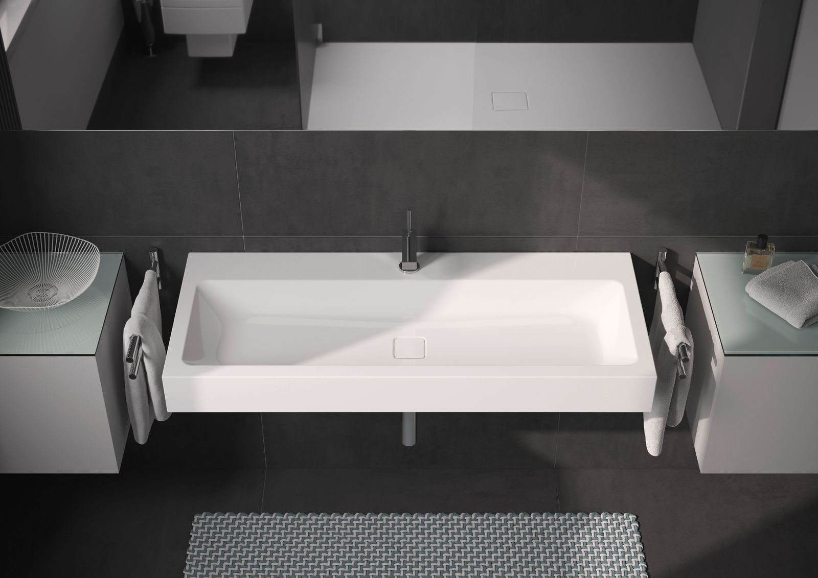 Kaldewei Wand-Waschtisch CONO 3090, 90 x 50 x 12 cm, warm beige 20, ohne Überlauf, ohne Hahnloch