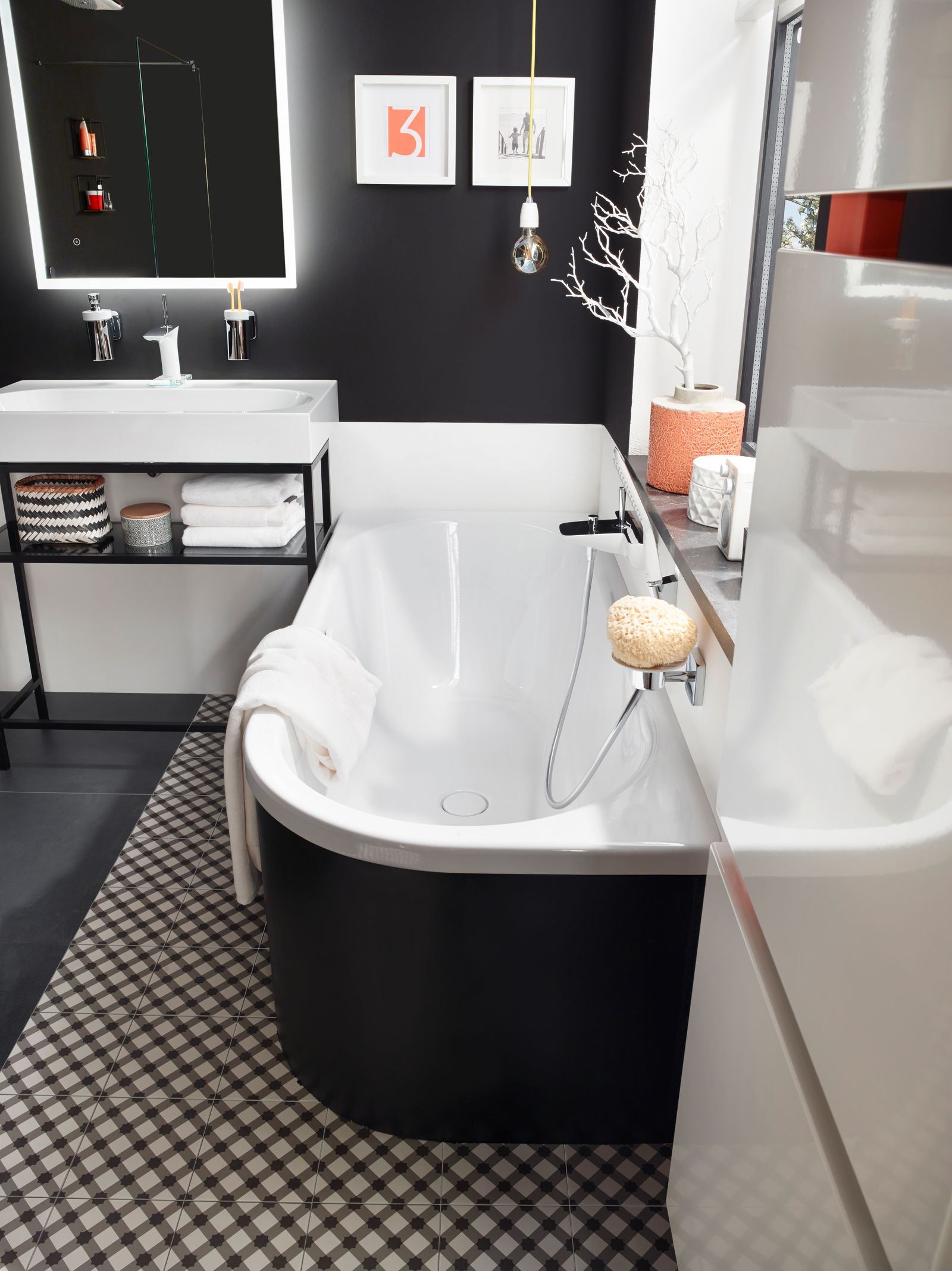 Kaldewei Badewanne CENTRO DUO 1 rechts 130 170x75cm, Griffloch, Perl-Effekt, Rutschhemmend, pergamon