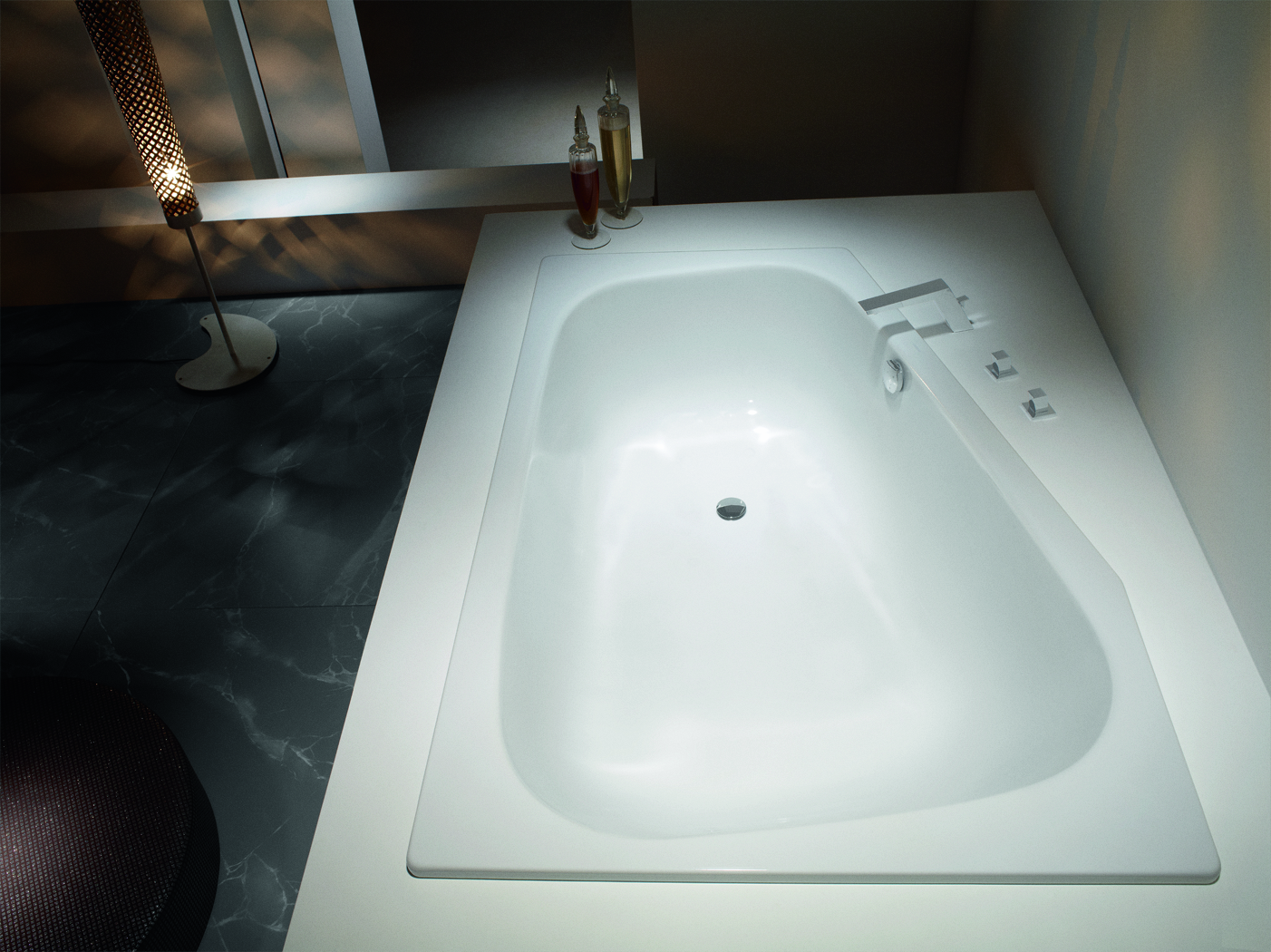 Kaldewei Badewanne PLAZA DUO 190 180x120/80cm, rechts, Griffloch, Perl-Effekt, bahamabeige