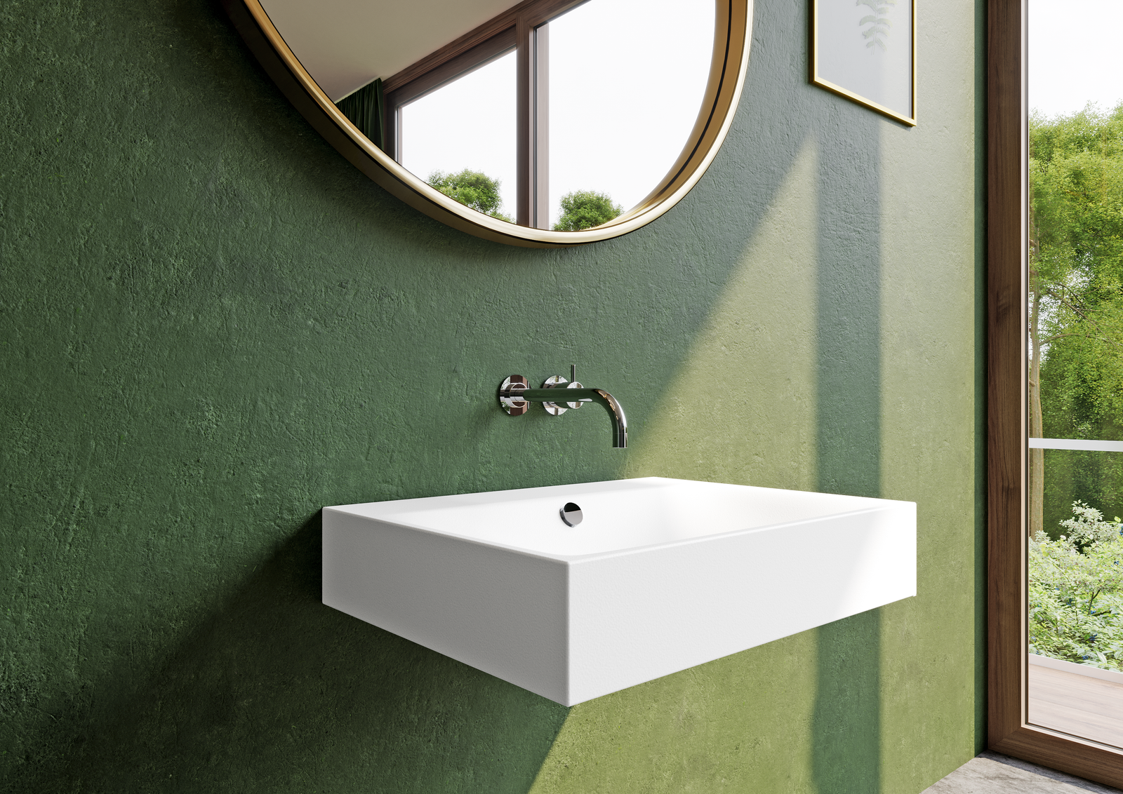 Kaldewei Wand-Waschtisch SILENIO 3045, 90 x 46 x 12 cm, warm grey 10 Perl-Effekt, ohne Überlauf, mit Hahnloch