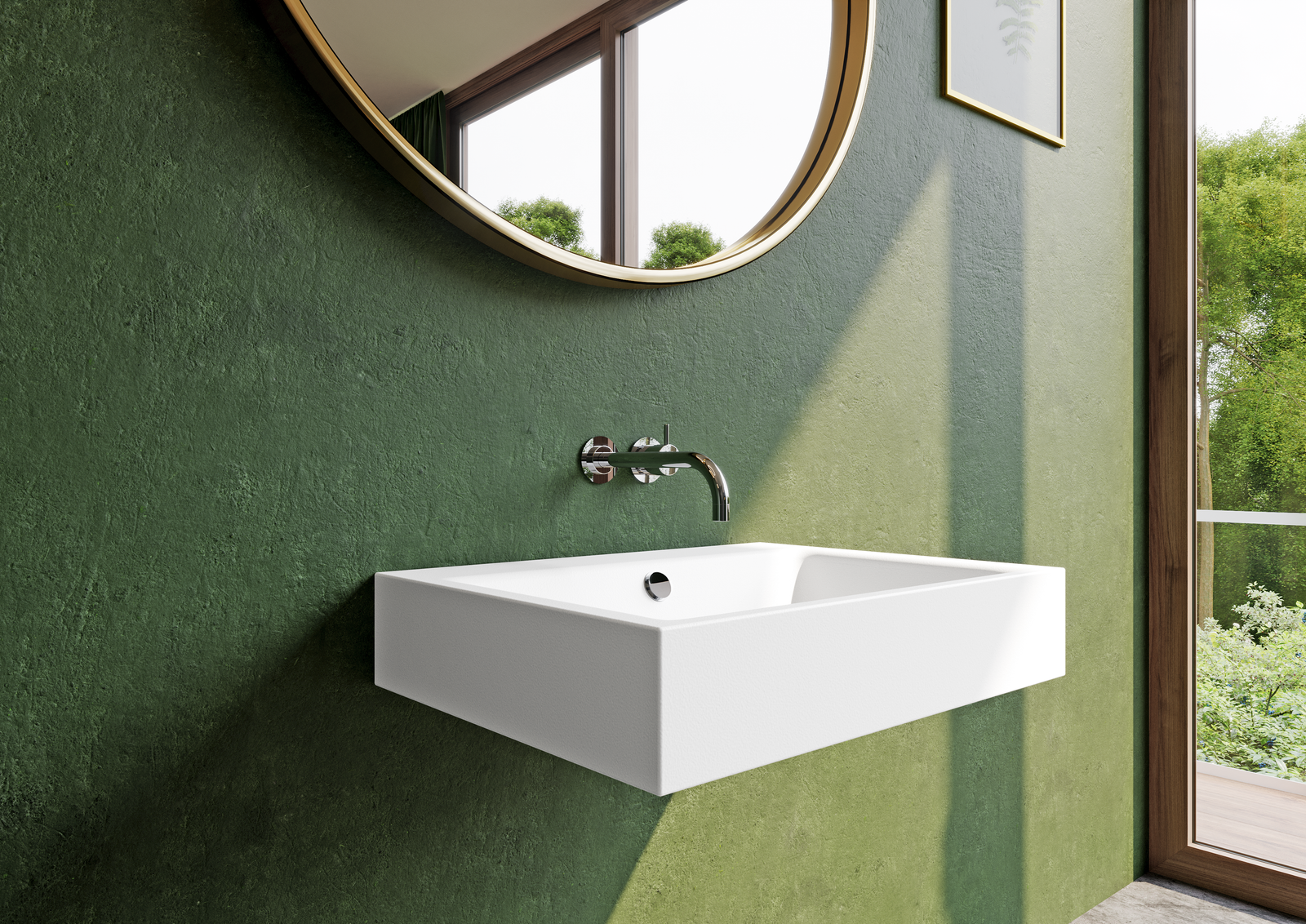 Kaldewei Wand-Waschtisch PURO 3165, 90 x 46 cm, warm grey 60 Perl-Effekt, mit Überlauf, ohne Hahnloch