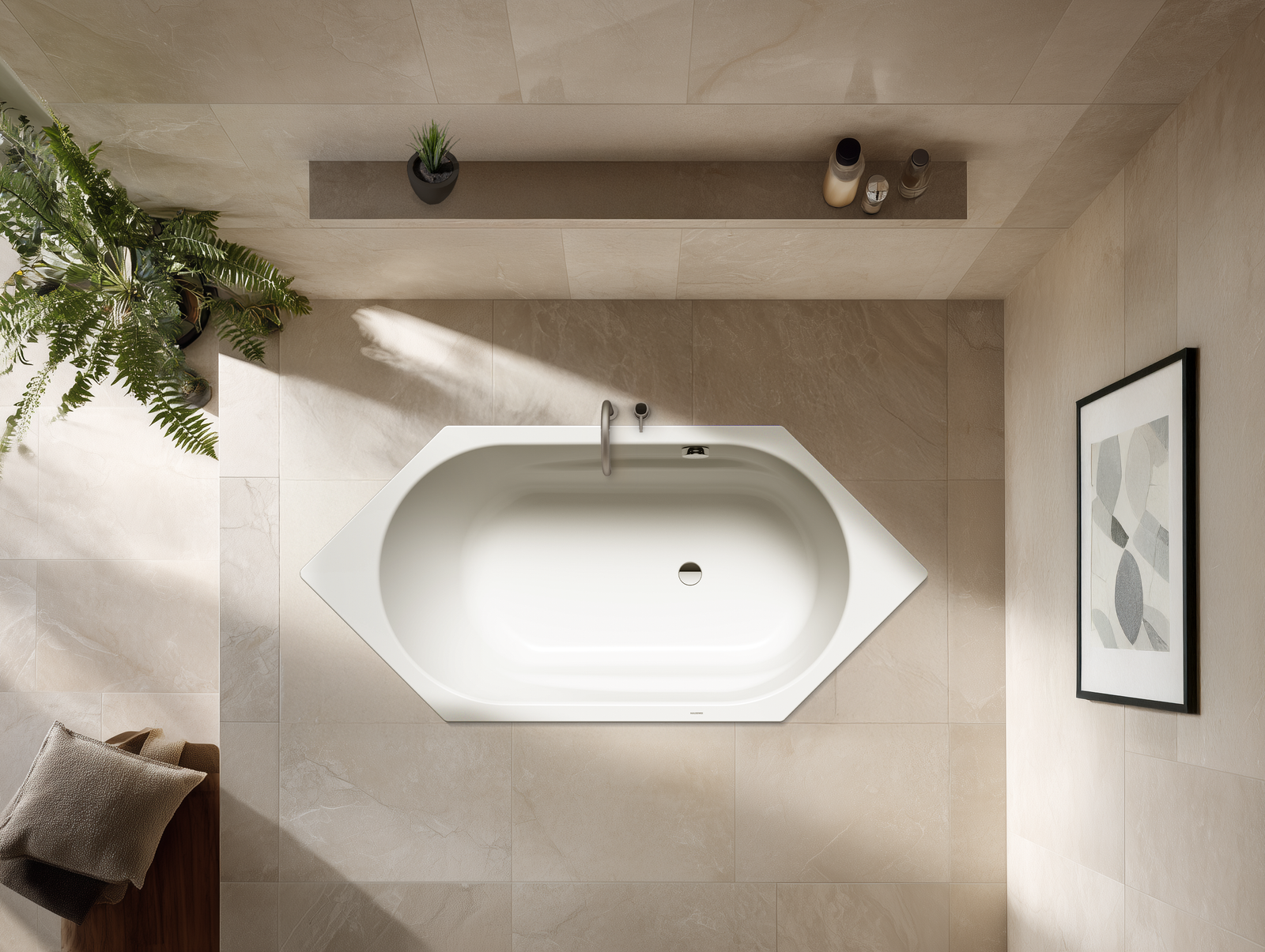 Kaldewei Badewanne VAIO 6 958 190x90cm, Sonderüberlauf Perl-Effekt, schwarz