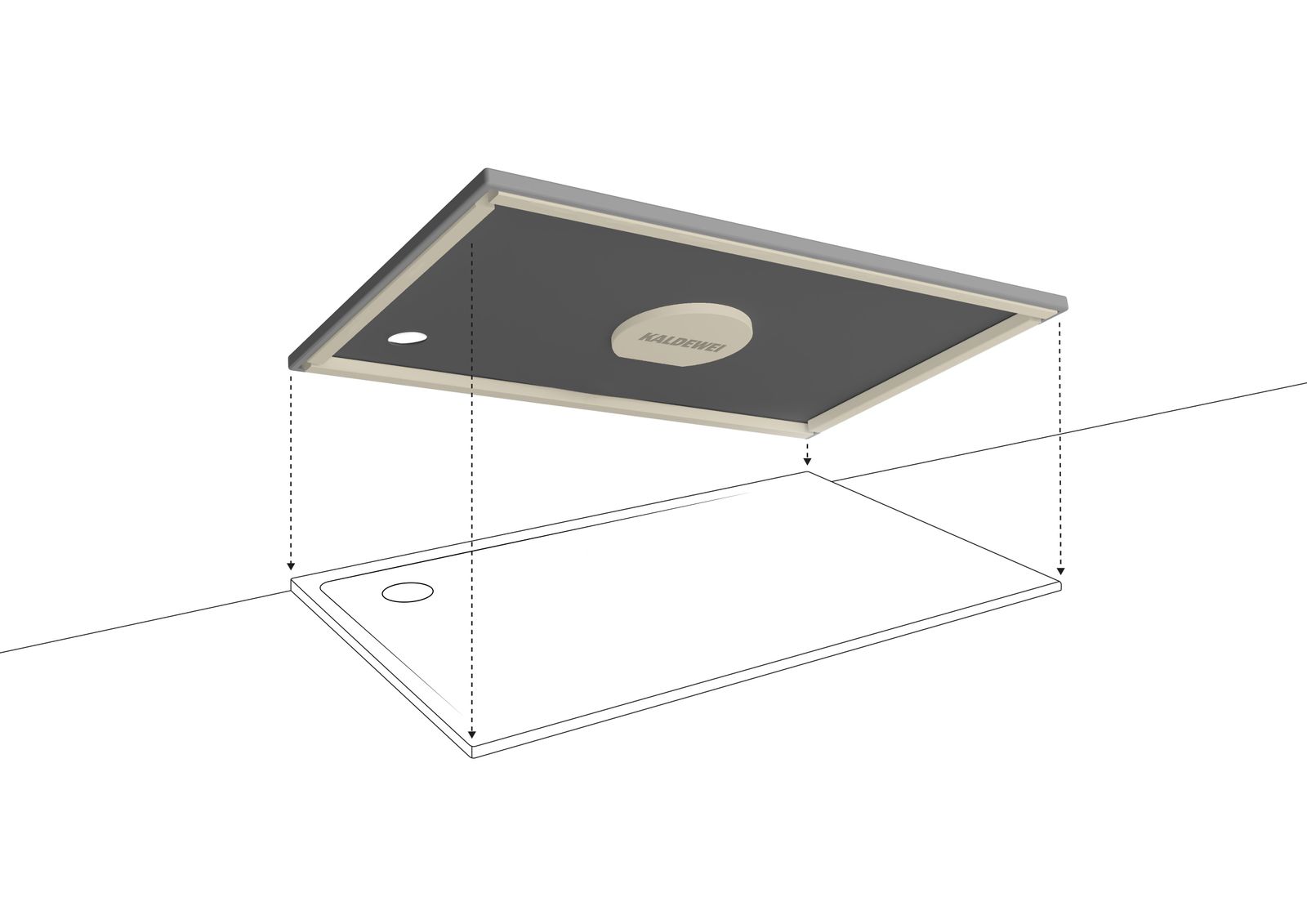 Kaldewei Duschwanne SUPERPLAN ZERO 1510-5 70x70cm, Wannenträger extraflach, schwarz matt 100