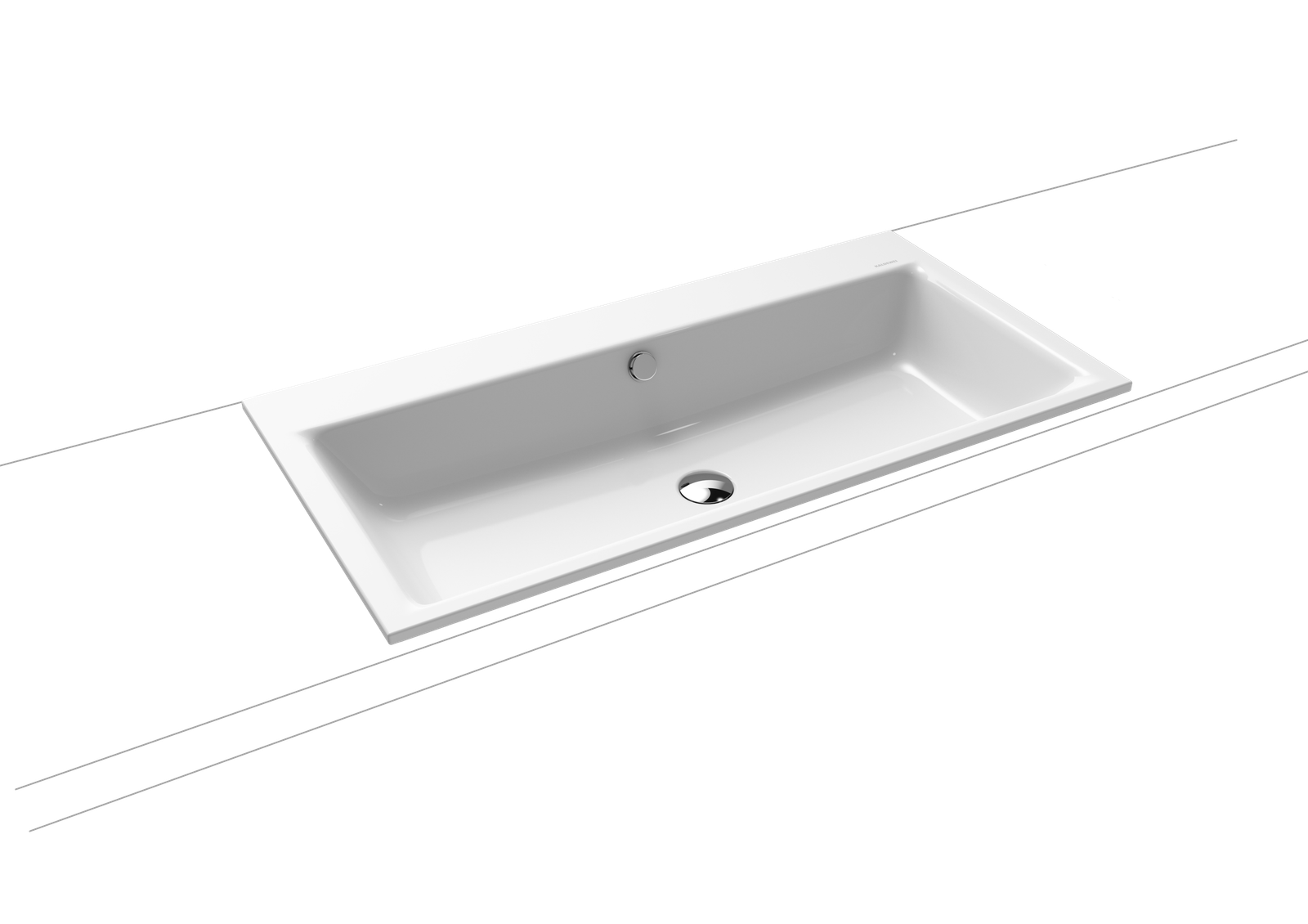 Kaldewei Einbau-Waschtisch PURO 3152, 90 x 46 cm, cool grey 30 Perl-Effekt, mit Überlauf, 1 Hahnloch