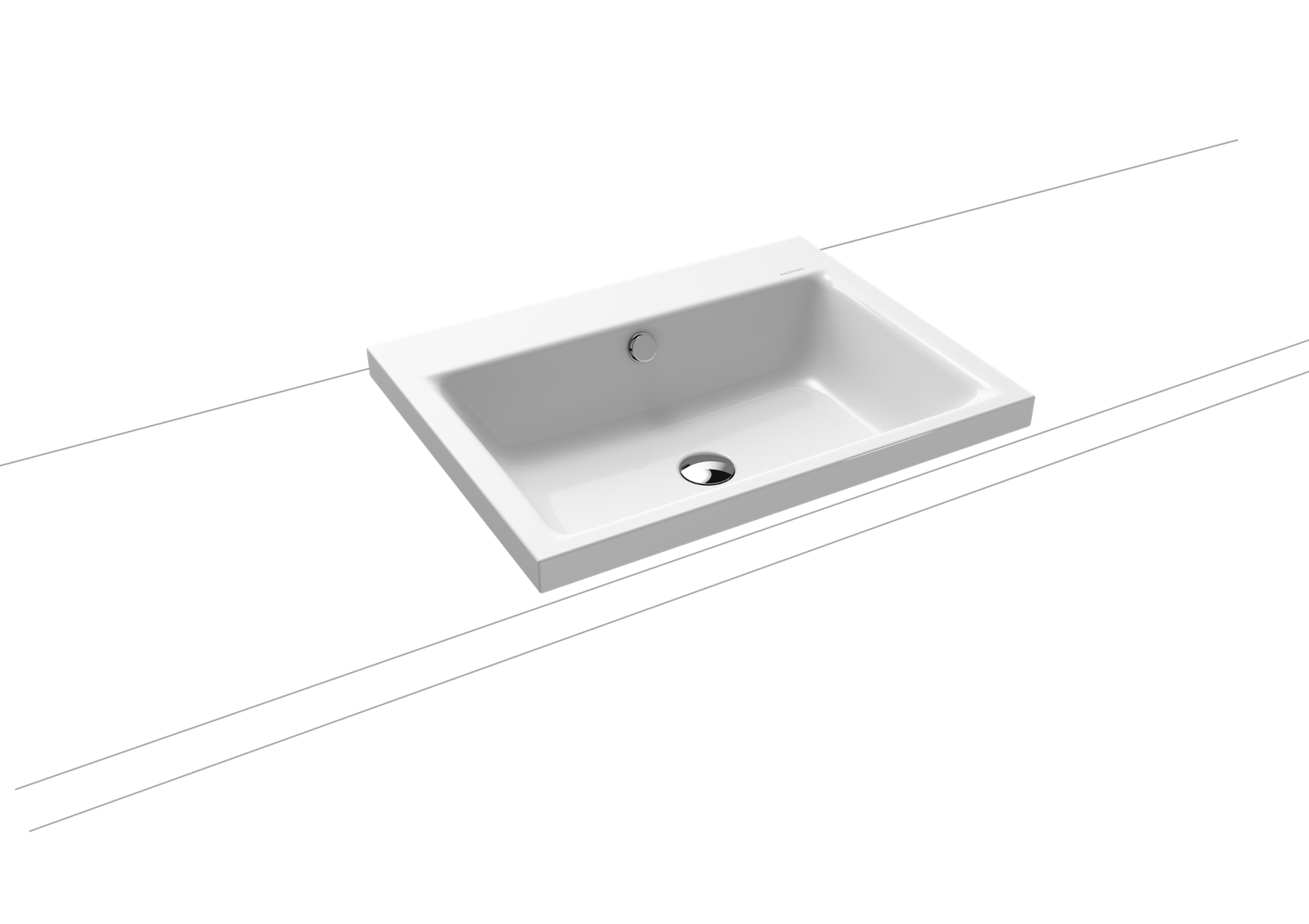 Kaldewei Aufsatz-Waschtisch PURO 3154, 60 x 46 cm, weiß Perl-Effekt, mit Überlauf, 1 Hahnloch