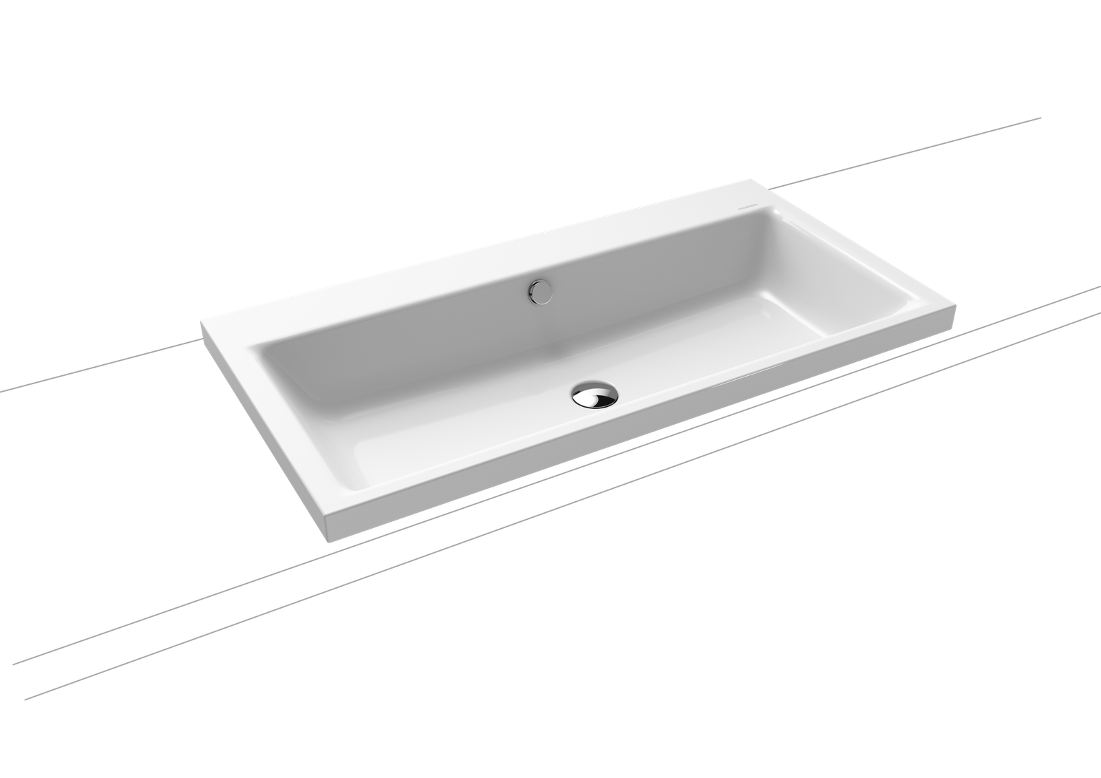 Kaldewei Aufsatz-Waschtisch PURO 3155, 90 x 46 cm, cool grey 30 Perl-Effekt, mit Überlauf, ohne Hahnloch