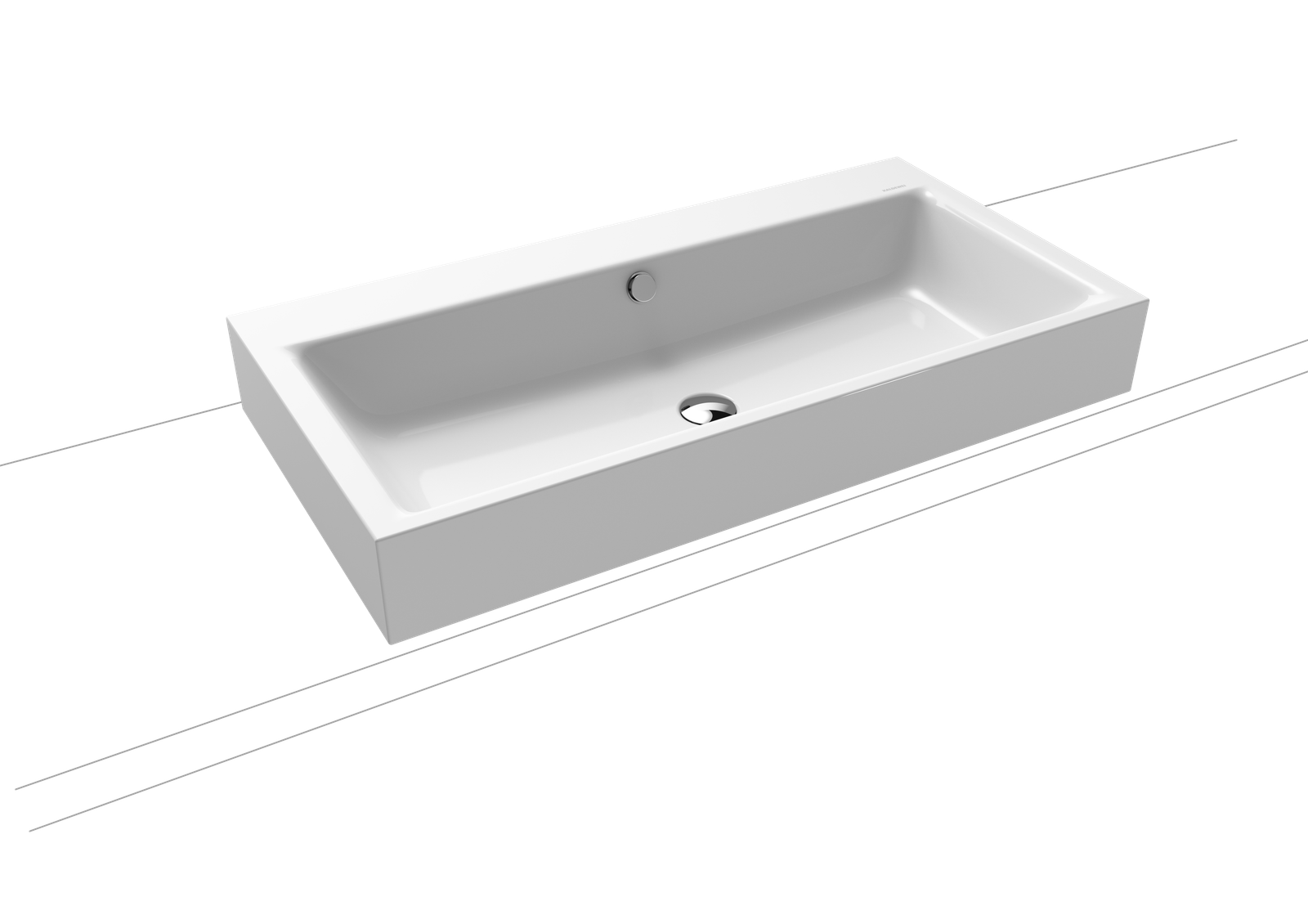 Kaldewei Aufsatz-Waschtisch PURO 3158, 90 x 46 cm, cool grey 90, mit Überlauf, 1 Hahnloch
