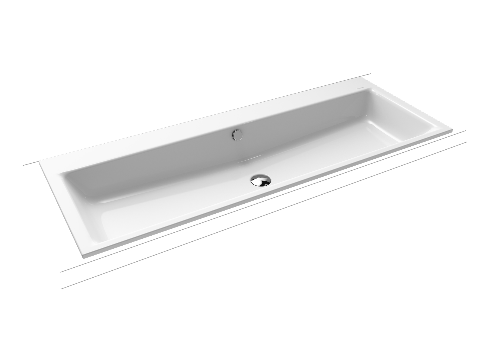 Kaldewei Einbauwaschtisch PURO 3169 120x46x1,4cm, mit Überlauf, ohne Hahnloch, warm grey 10 Perl-Effekt