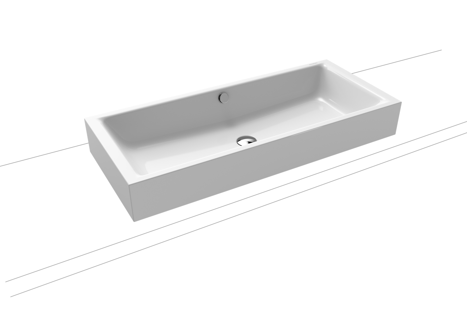 Kaldewei Aufsatzwaschtisch PURO S 3176, 90 x 38,5 cm, warm grey 60, mit Überlauf, ohne Hahnloch
