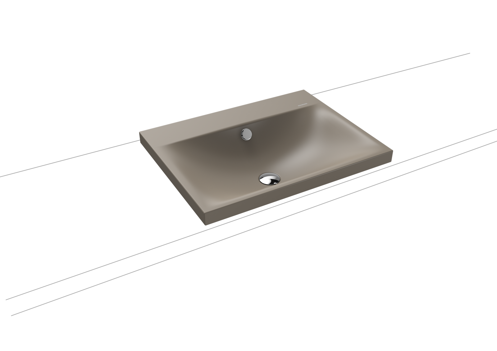 Kaldewei Aufsatz-Waschtisch SILENIO 3040, 60 x 46 x 4 cm, warm grey 60, Überlauf, ohne Hahnloch