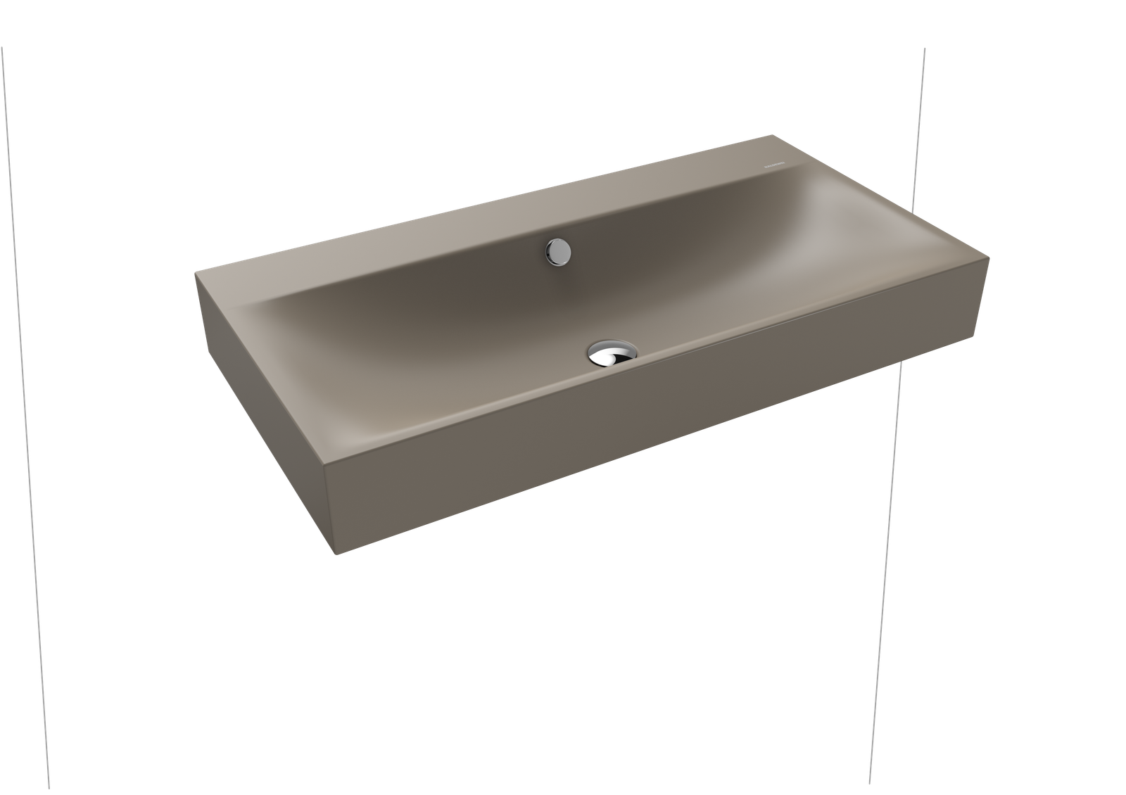 Kaldewei Wand-Waschtisch SILENIO 3045, 90 x 46 x 12 cm, warm grey 60 Perl-Effekt, mit Überlauf, ohne Hahnloch