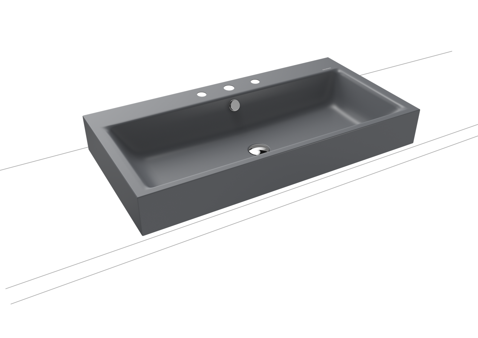 Kaldewei Aufsatz-Waschtisch PURO 3158, 90 x 46 cm, cool grey 70, mit Überlauf, 3 Hahnlöcher