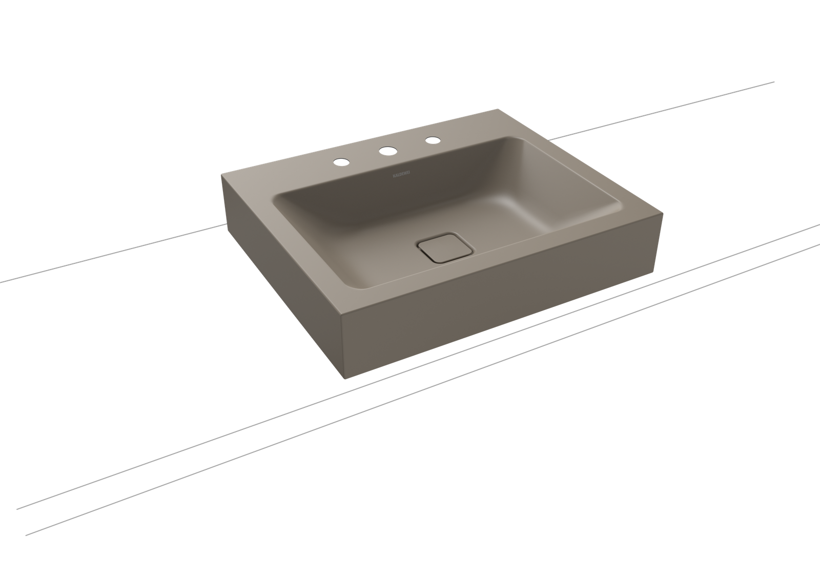 Kaldewei Aufsatz-Waschtisch CONO 3085, 60 x 50 x 12 cm, warm grey 60, ohne Überlauf, 3 Hahnlöcher