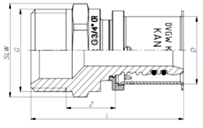 KAN-therm Übergangsnippel ultraPRESS 40 mm x 1 1/2 AG, Messing, mit Presshülse