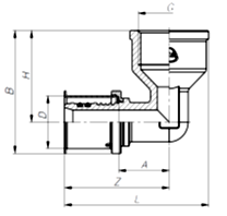 KAN-therm Übergangswinkel ultraPRESS 25 mm x 3/4 IG, 90Grad, Messing, mit Presshülse
