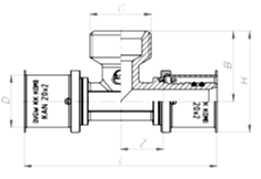 KAN-therm Durchgangs-T-Stück ultraPRESS 26 x 1 AG x 26 mm, Messing, mit Presshülse
