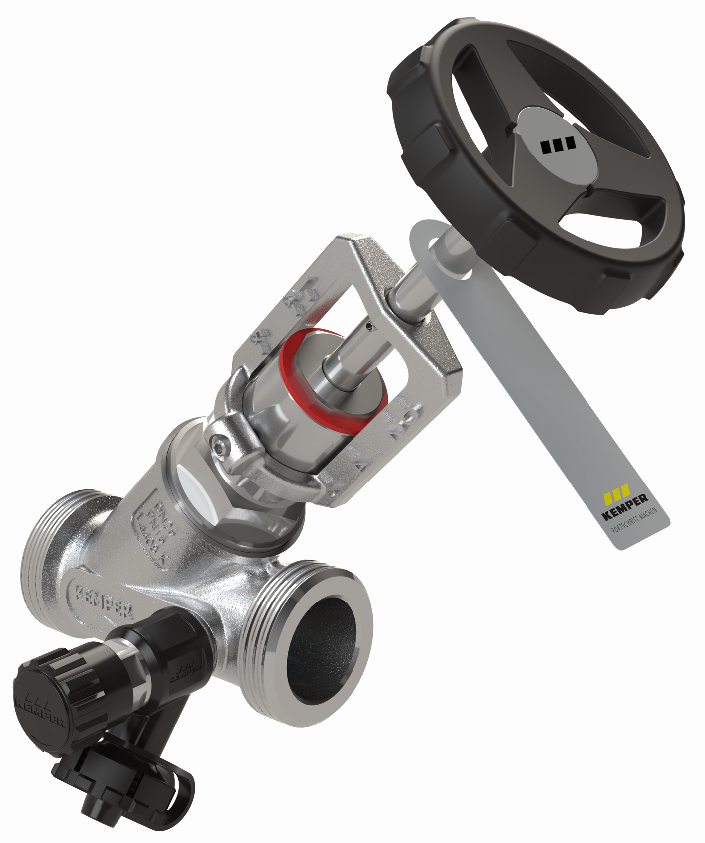 Kemper Drosselventil NIRO PN 16, Edelstahl, mit Entleerung, DN 32, G 1 1/2