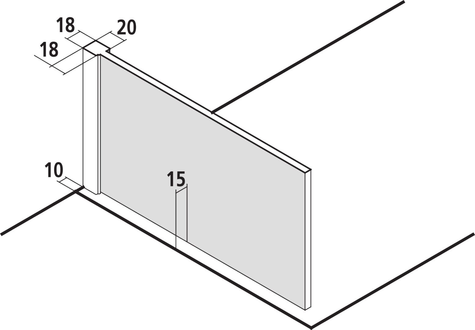 Kermi Glasanlage Walk-In Filia teilgerahmt 140 x 200 cm, silber hochglanz, ESG klar, 90° Stabilisierung