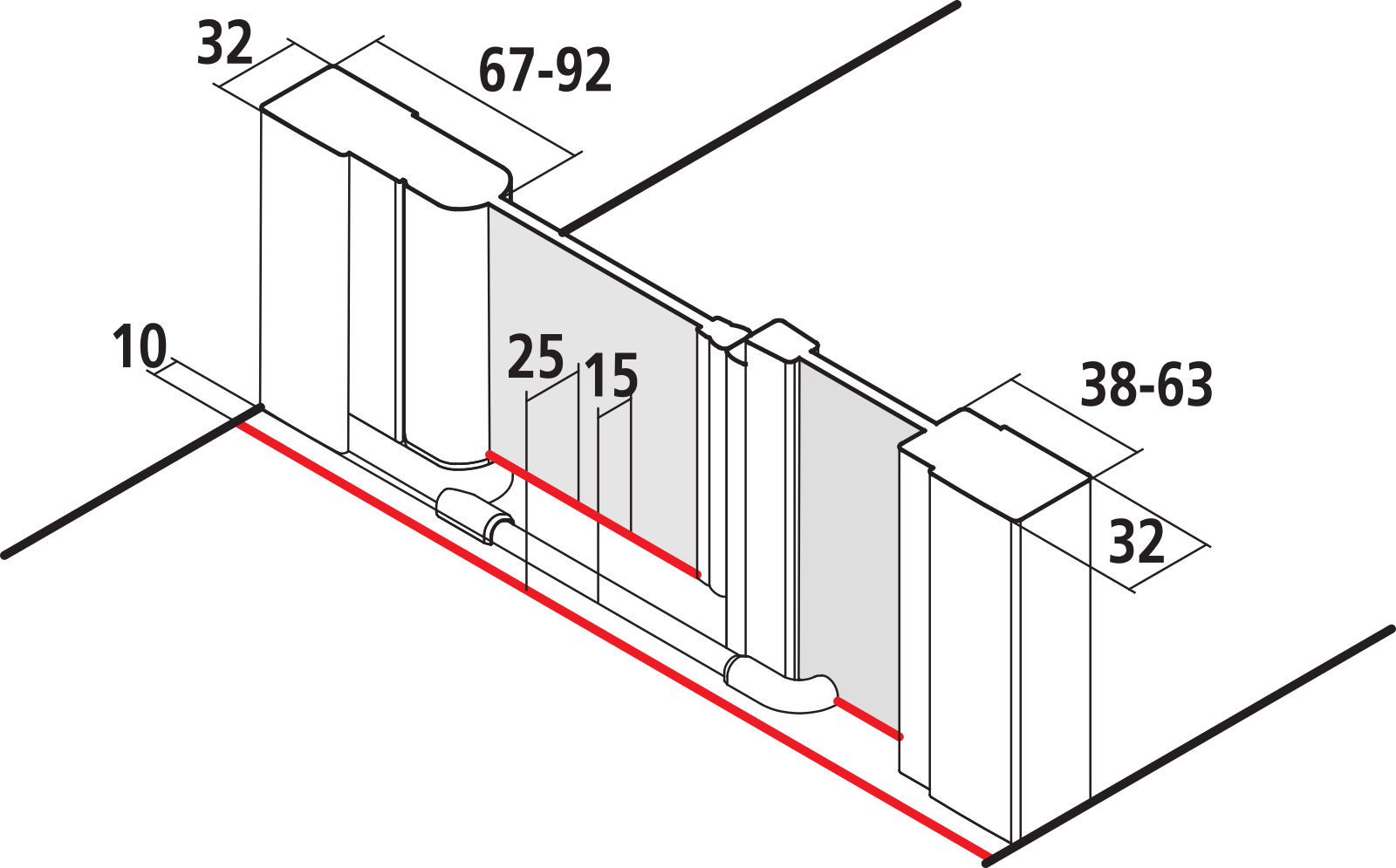 Kermi Pendeltür LIGA 1-flügelig und Festfeld 140 x 200 cm, silber mattglanz, ESG klar, links, auf Duschwanne