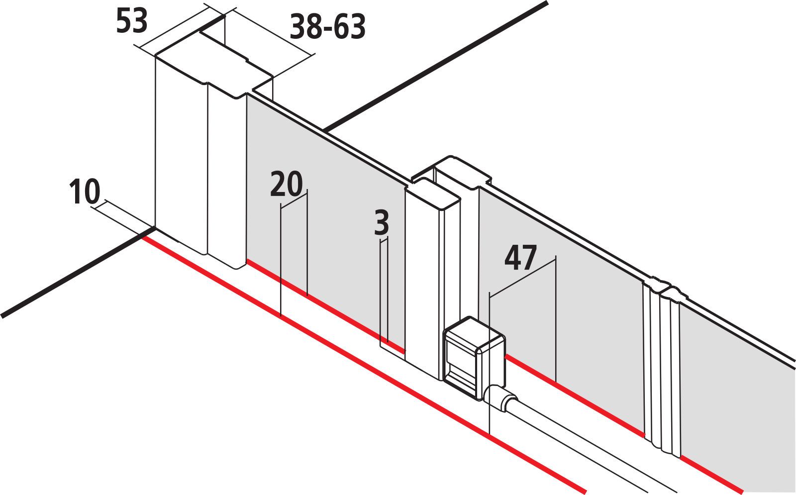Kermi Gleittür LIGA 4-teilig bodenfrei mit Festfeldern 145 x 200 cm, silber mattglanz, ESG klar, auf Duschwanne