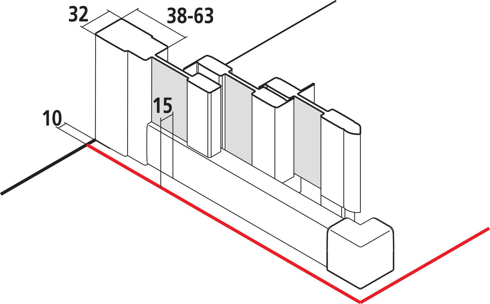 Kermi Eckeinstiegshälfte LIGA 3-teilig Gleittüren 120 x 185 cm, links, silber mattglanz, ESG klar