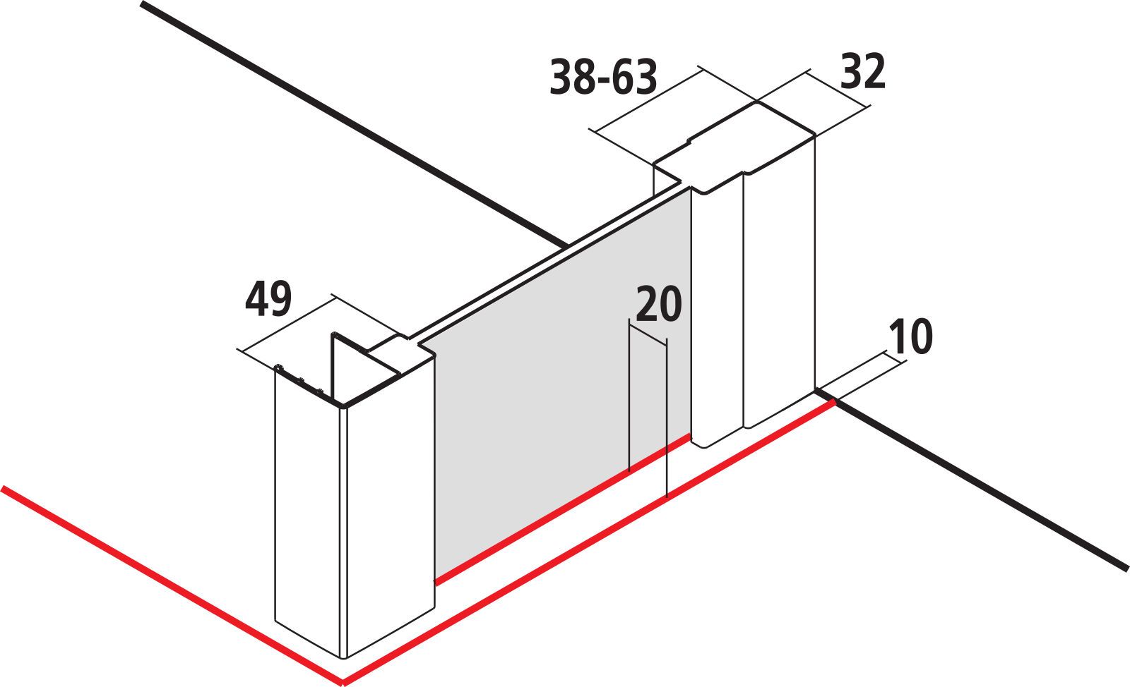 Kermi Seitenwand LIGA 90 x 200 cm, silber hochglanz, ESG klar Stripe 4 Clean, auf Duschwanne