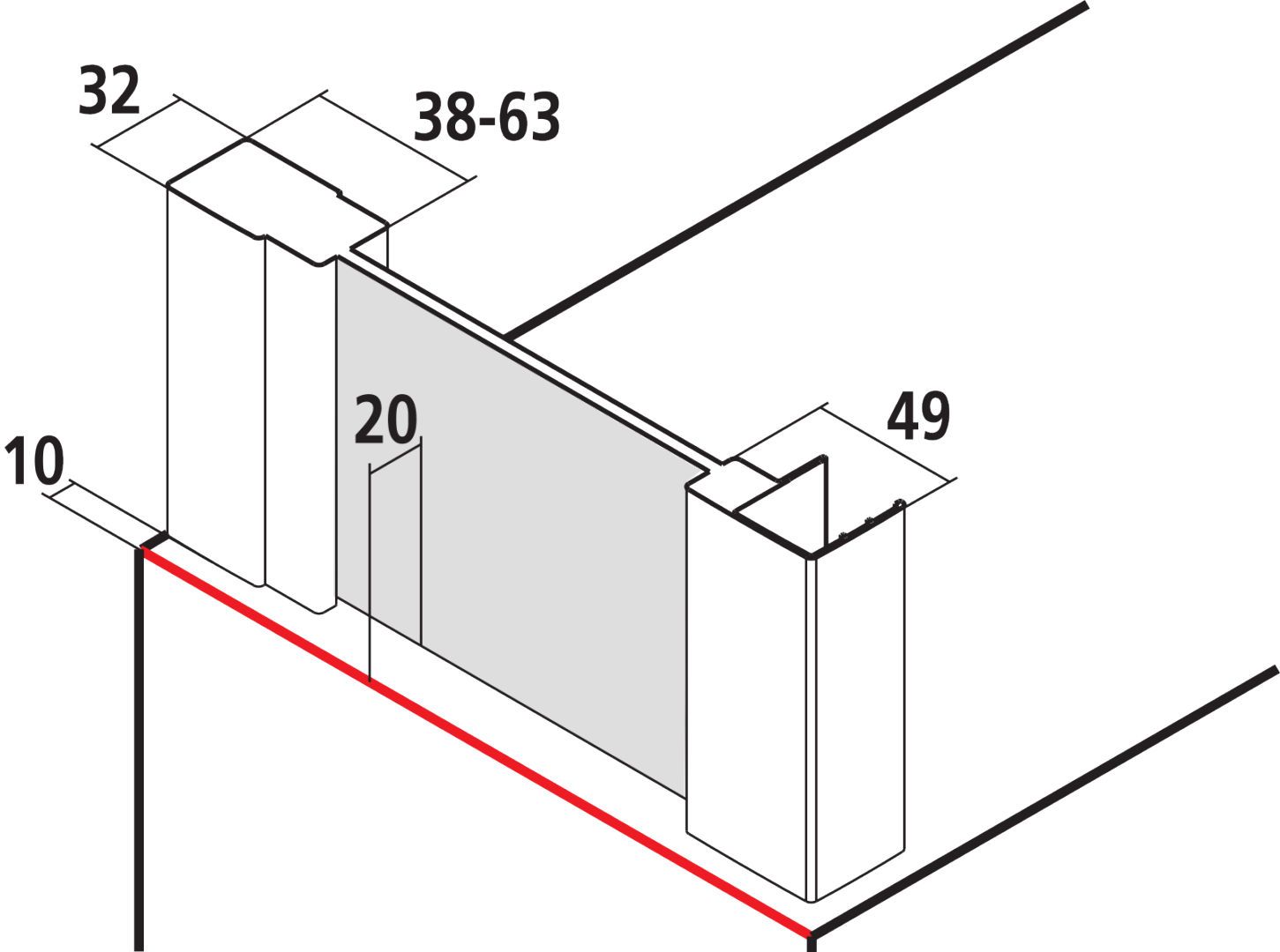 Kermi Seitenwand LIGA 90 x 200 cm, silber hochglanz, ESG klar Stripe 4 Clean, auf Duschwanne