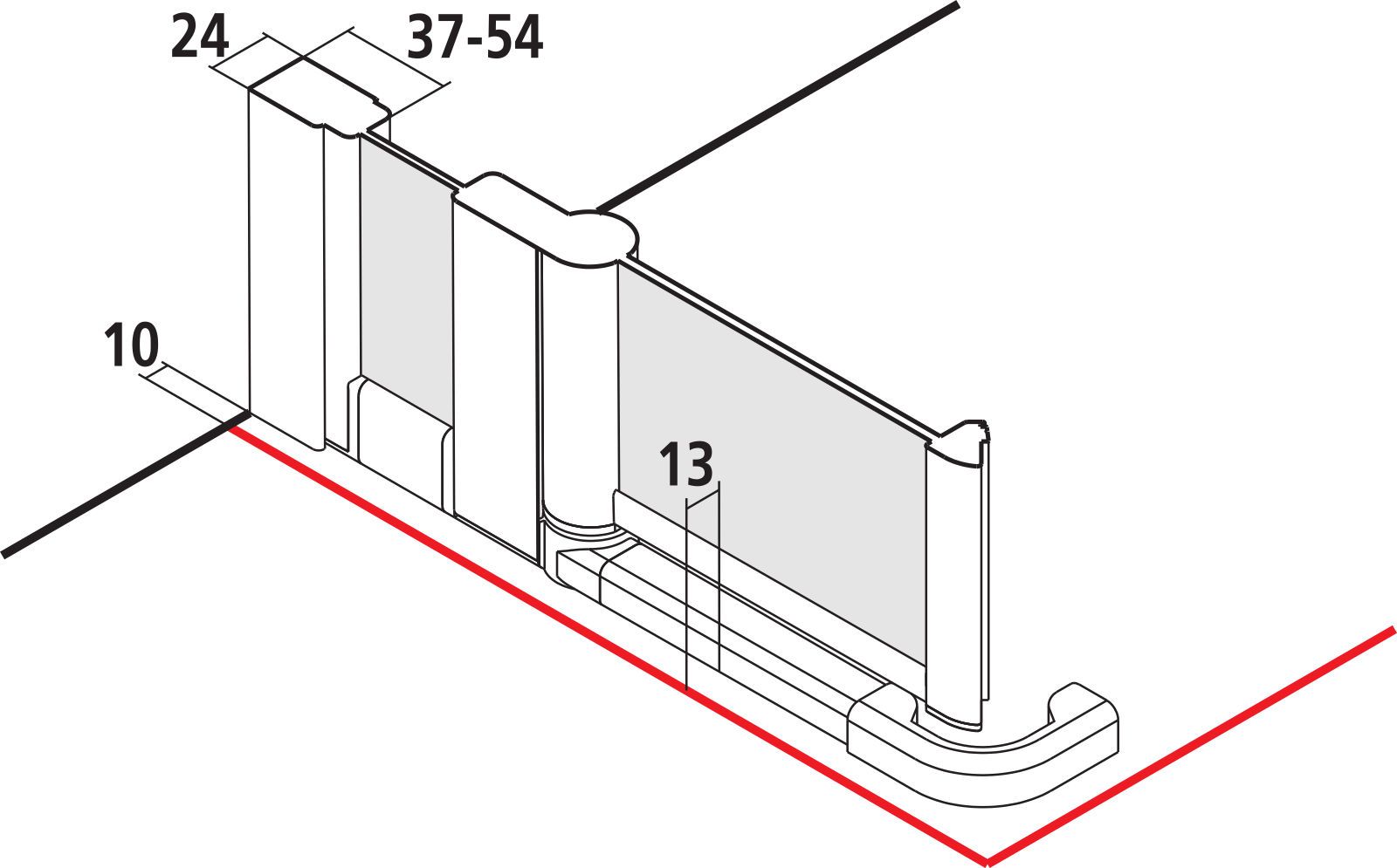 Kermi Eckeinstiegshälfte Nova 2000 2-teilig Pendeltüren mit Festfeldern 90 x 185 cm, silber mattglanz, Kerolan Fontana, links