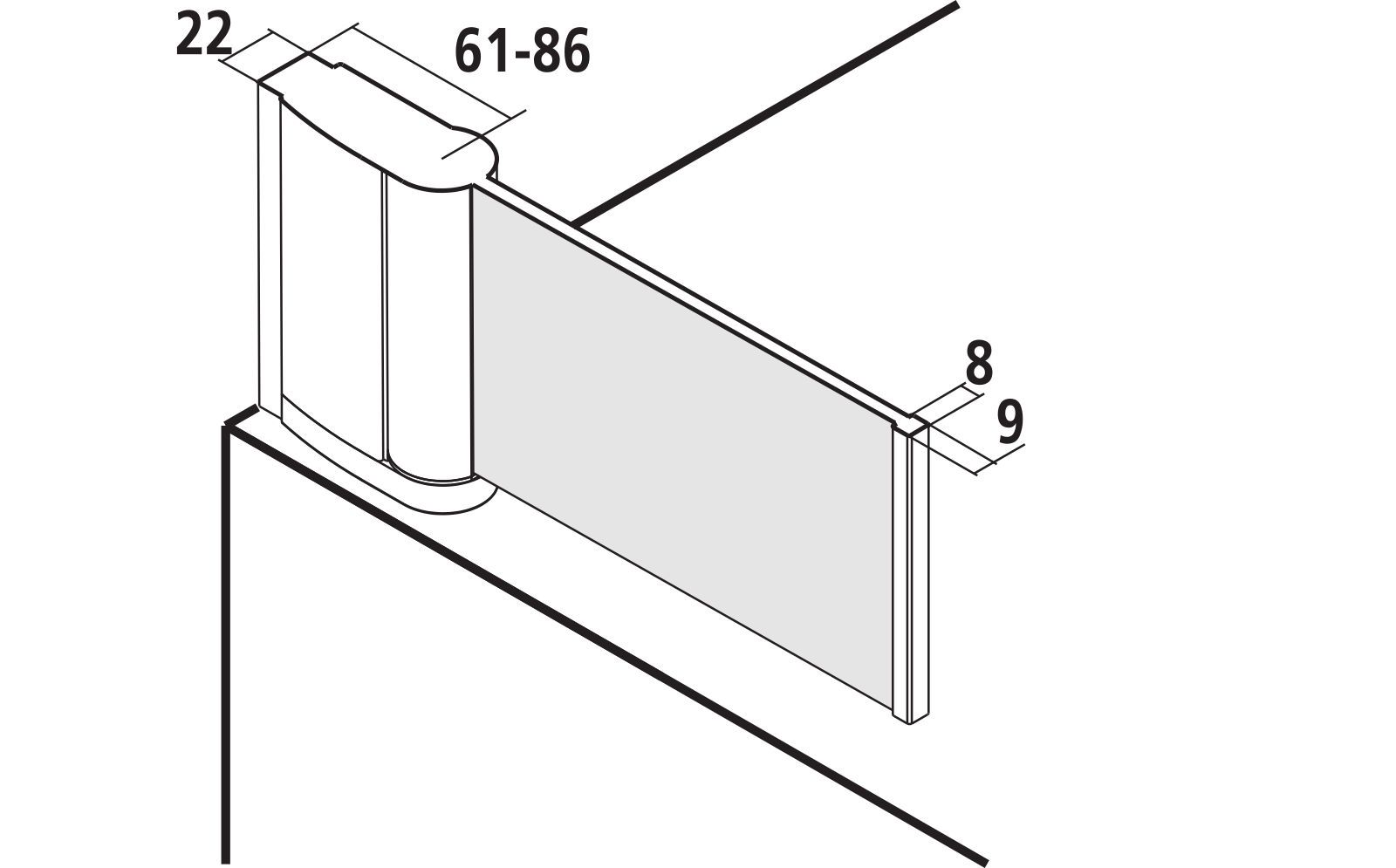 Kermi Pendelflügel Pega 74-76,5 x 150 cm, silber hochglanz, ESG klar, rechts