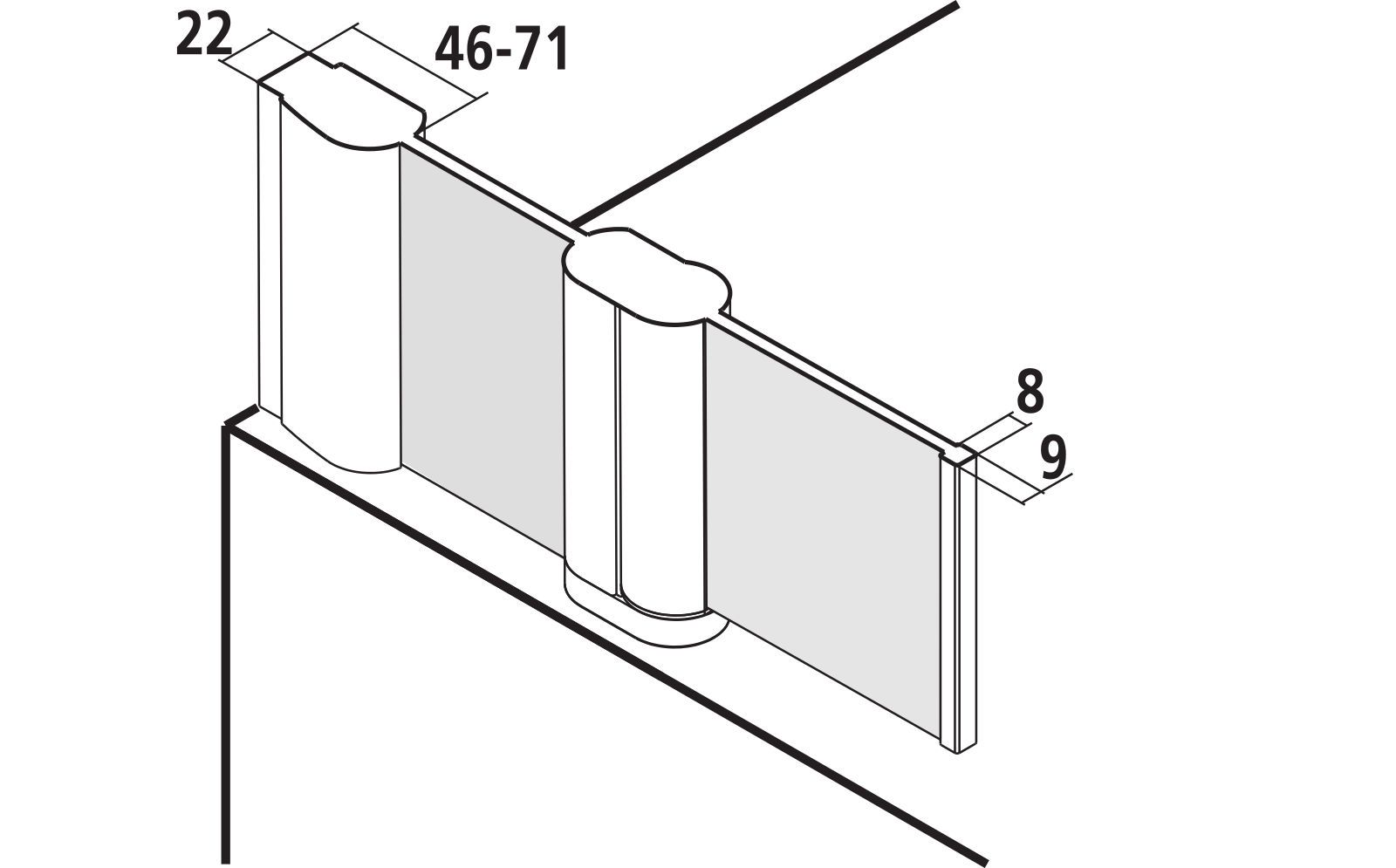 Kermi Pendelflügel Pega mit Festfeld 110 x 150 cm, silber hochglanz ESG SR Arena C, rechts