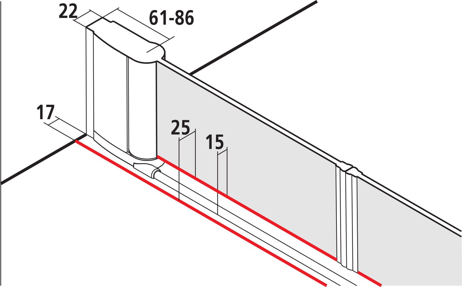 Kermi Pendeltür Pega 78 x 185 cm, silber hochglanz ESG SR Opaco, auf Duschplatz