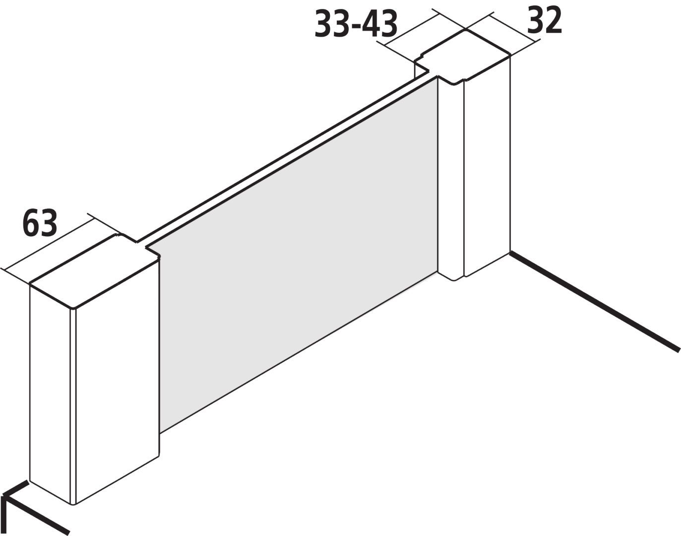Kermi Seitenwand Raya verkürzt auf Badewanne 90 x 175 cm, silber hochglanz, ESG SR Opaco
