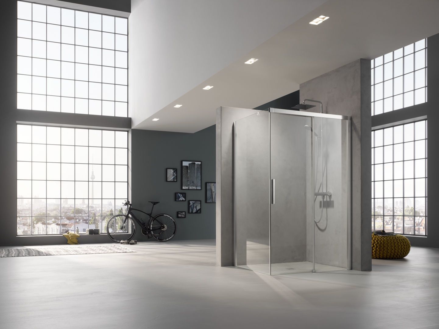 Kermi Gleittür NICA 2-teilig mit Festfeld 180 x 200 cm, schwarz soft, ESG Milchglas SR Opaco Clean, rechts, auf Duschwanne Kermi Gleittür NICA 2-teilig mit Festfeld 180 x 200 cm, schwarz soft, ESG Milchglas SR Opaco Clean, rechts, auf Duschwanne