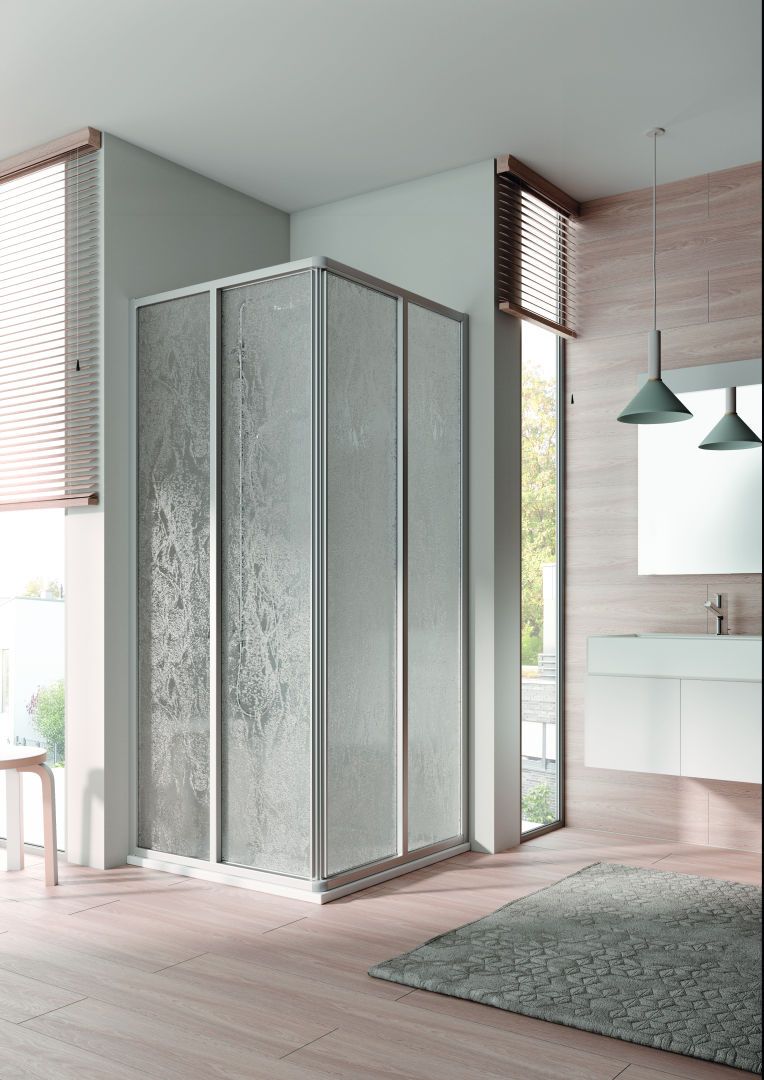 Kermi Eckeinstiegshälfte Nova 2000 2-teilig Gleittüren 90 x 185 cm, silber mattglanz, Kerolan Fontana