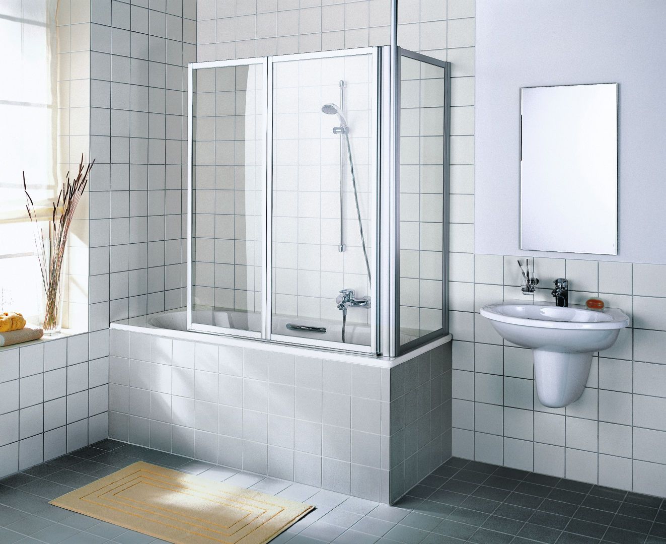 Kermi Seitenwand Vario 2000 WE 68,5-71 x 140 cm, silber matt, ESG klar Clean