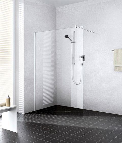 Kermi Glasanlage Walk-In XB 78-80 x 200 cm, silber hochglanz, ESG SR Opaco Clean, 90Grad Stabilisierung rund
