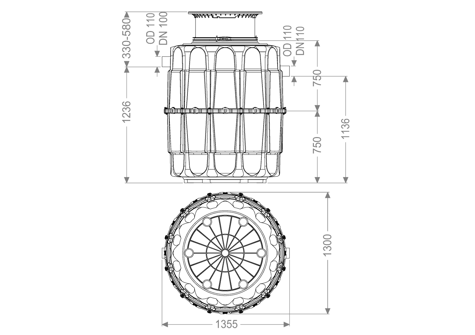 Kessel Fettabscheider EasyClean G Standard NS 2, 190 kg, 330-480 mm, Klasse A/B