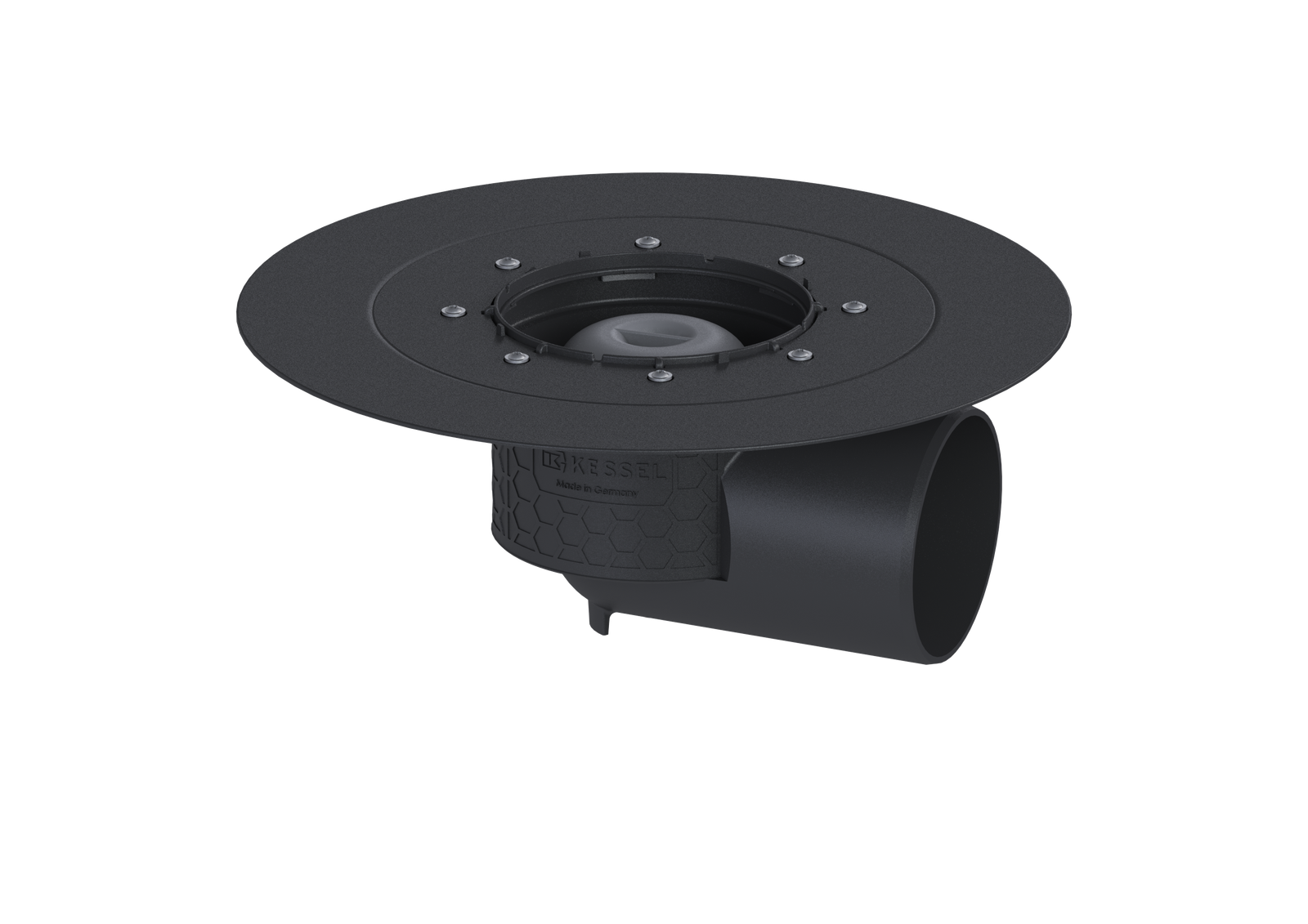 Kessel Bodenablauf-Grundkörper Ecoguss DN/DA 100/110, 148 x 90 mm, Auslauf seitlich, mit Klebeflansch