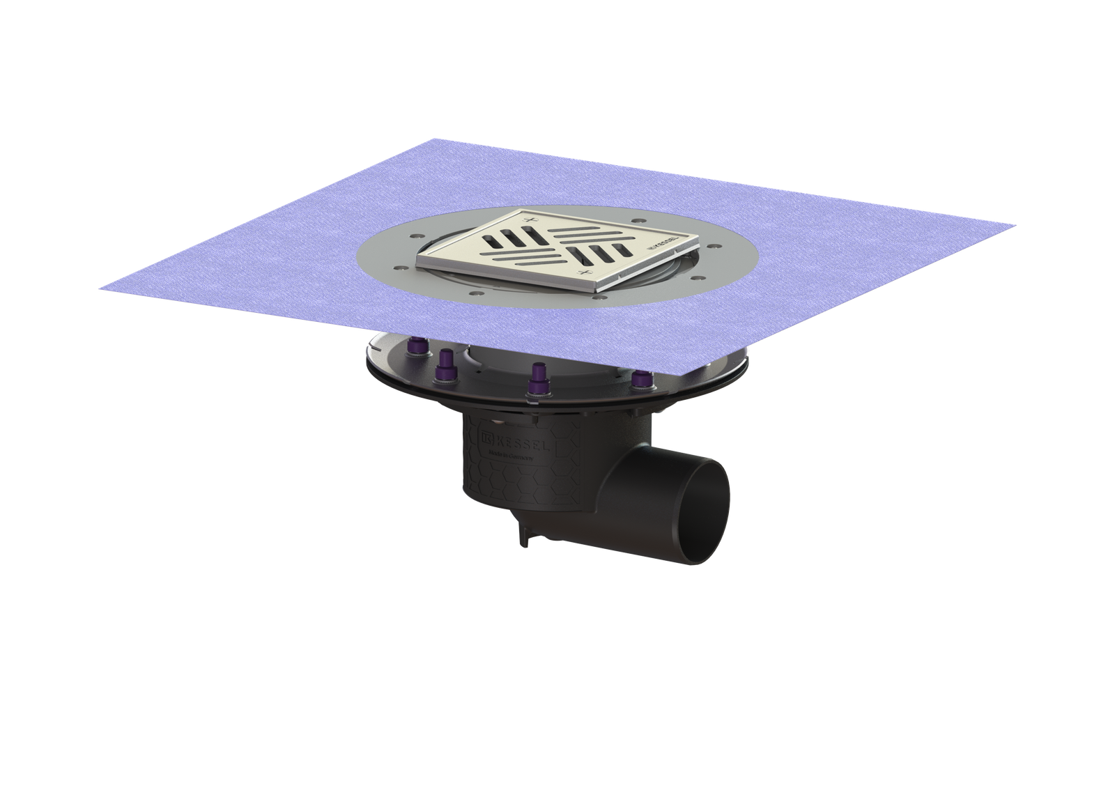 Kessel Bodenablauf Ecoguss DN/DA 70/78, 134 x 109 mm, Grundkörper, Aufsatzstück mit Schlitzrost