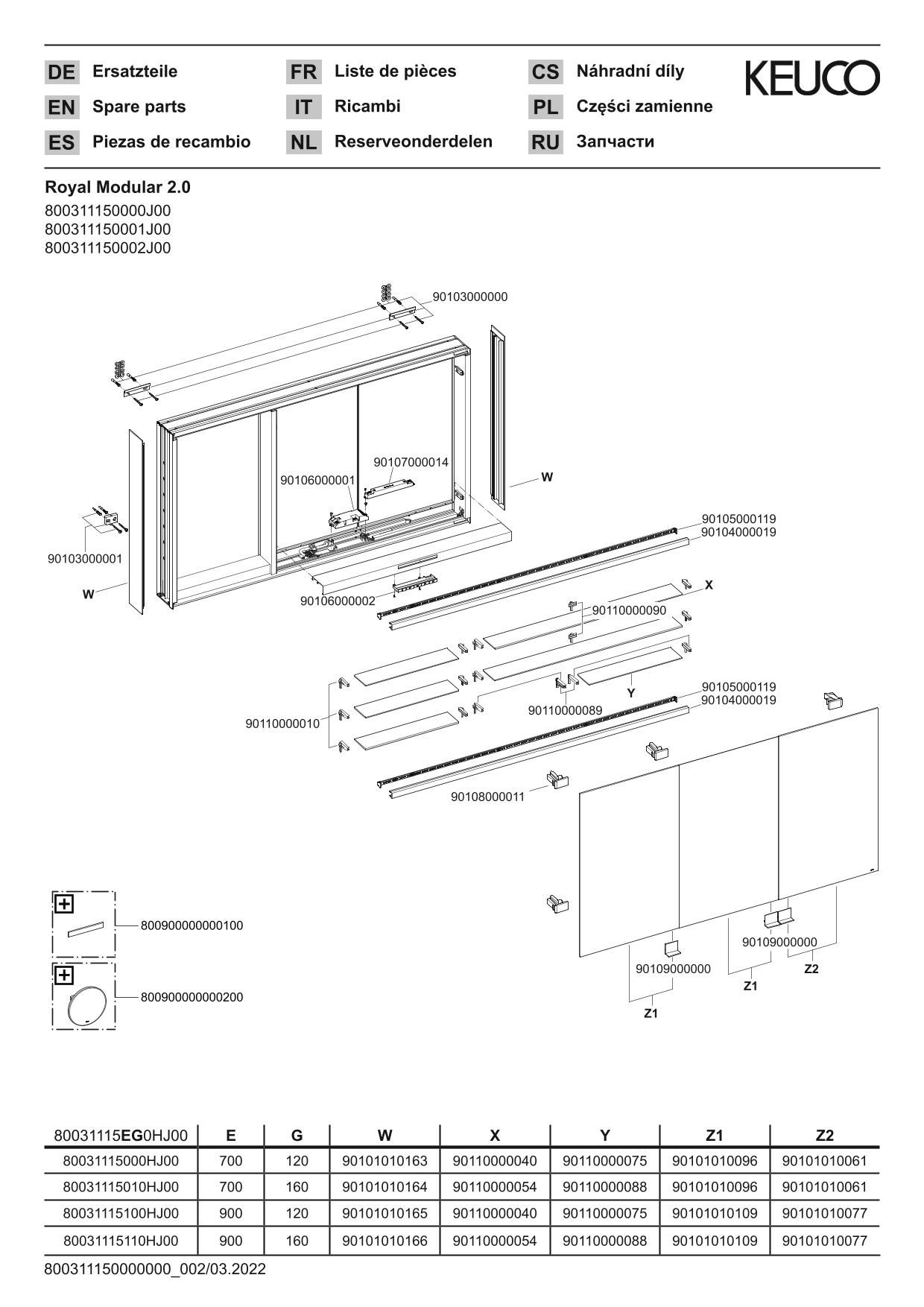 KEUCO Spiegelschrank Royal Modular 2.0 1500 x 700 x 120 mm, 1 Steckdose, 1 Doppel-USB-Ladestelle, Wandvorbau, 3 Türen, beleuchtet