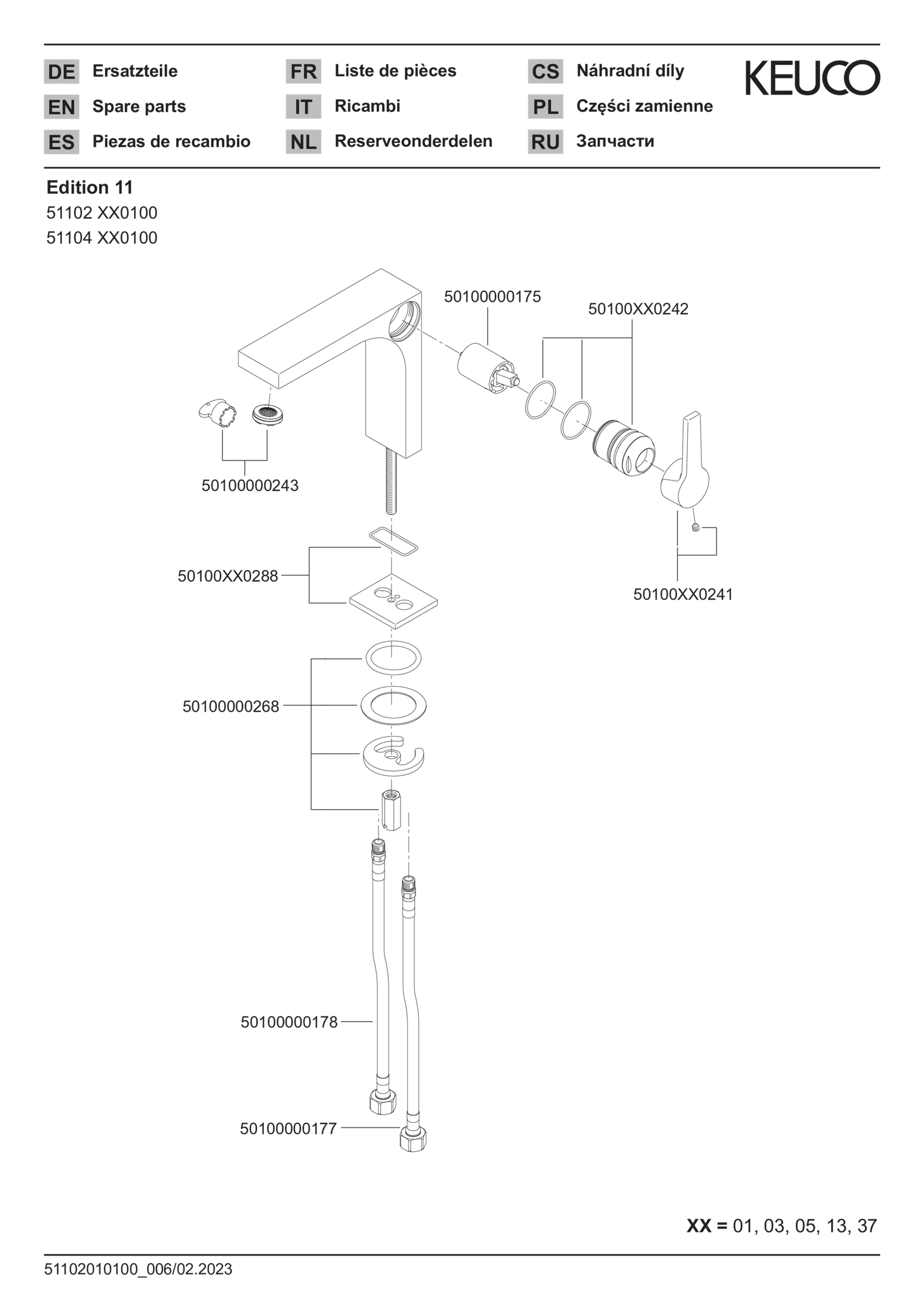 KEUCO Waschtisch-Einhebelmischer 110 Edition 11 Ausladung 136mm, ohne Ablaufgarnitur, verchromt