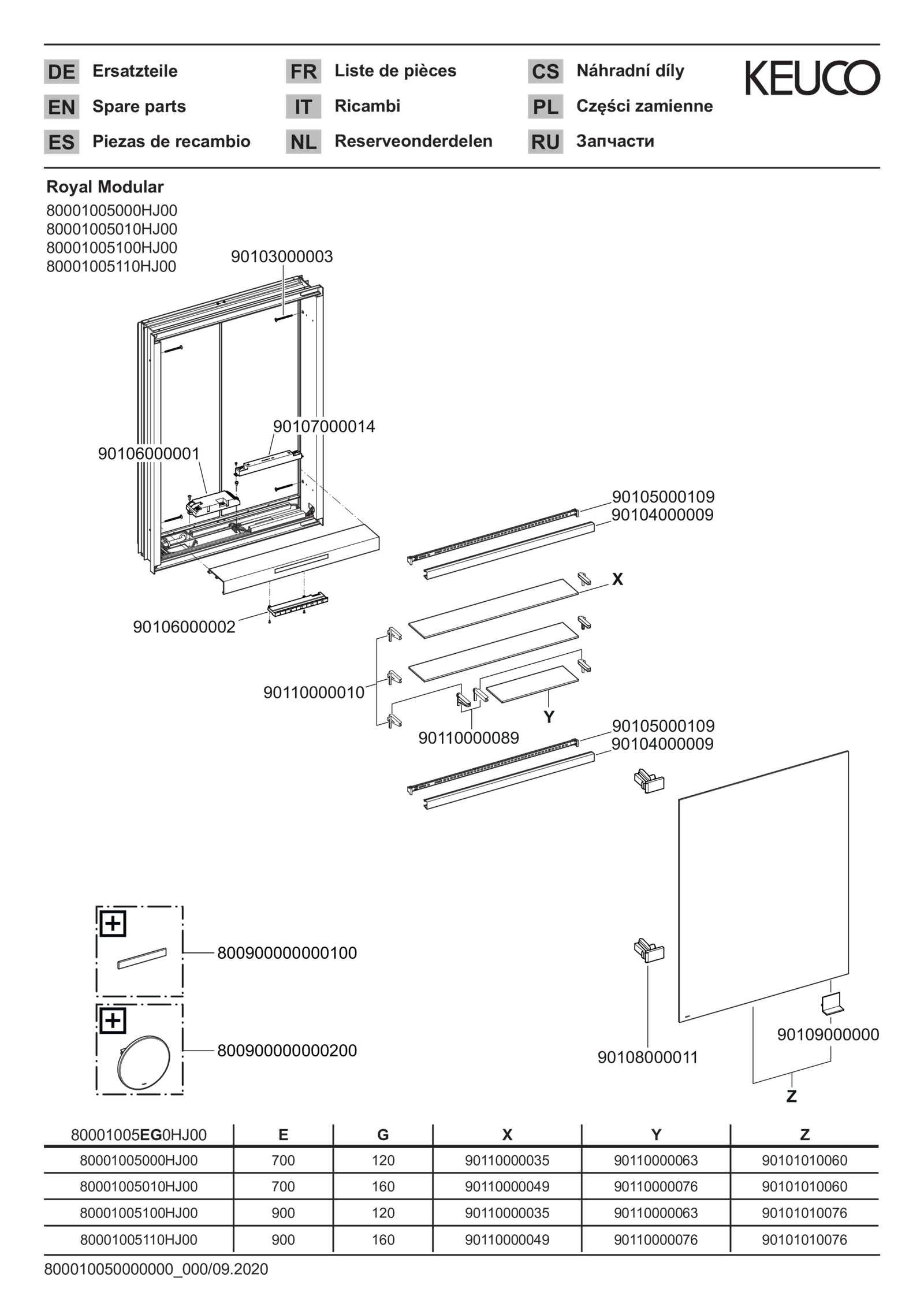 KEUCO Spiegelschrank Royal Modular 2.0 500 x 900 x 120 mm, 1 Steckdose, Wandeinbau, 1-türig, links, beleuchtet