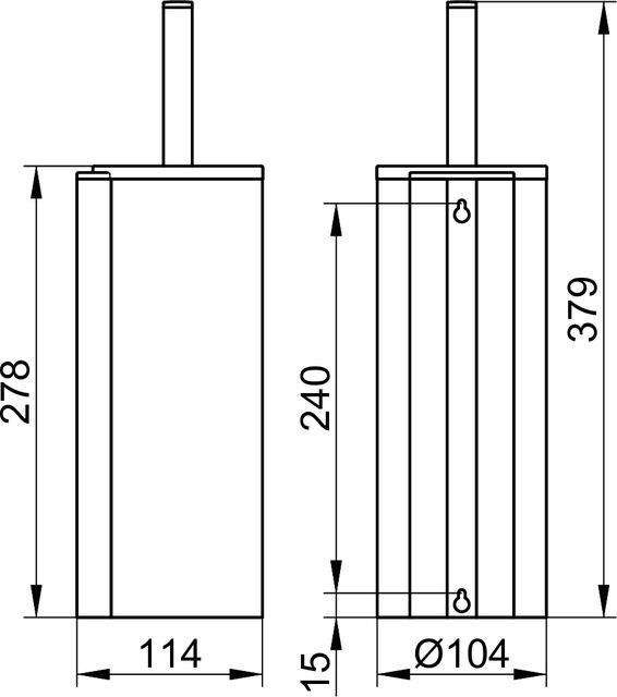 KEUCO Toilettenbürstengarnitur Plan 14964 Wandmodell, Kunststoff-Einsatz schwarz, Aluminium silber-eloxiert