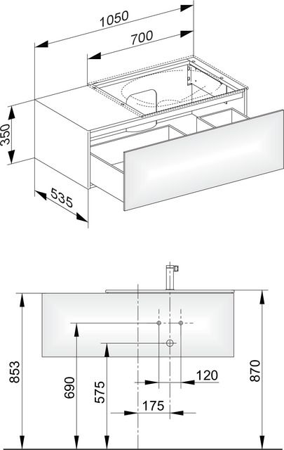 KEUCO Waschtischunterschrank Edition 11 105x35x53,5cm, 1 Frontauszug, rechts, Furnier Eiche Hell