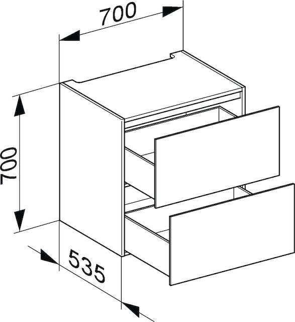 KEUCO Unterbauschrank Edition 11 Planning 70x70x53,5cm, 2 Frontauszüge, Lack Seidenmatt, Glas Anthrazit klar
